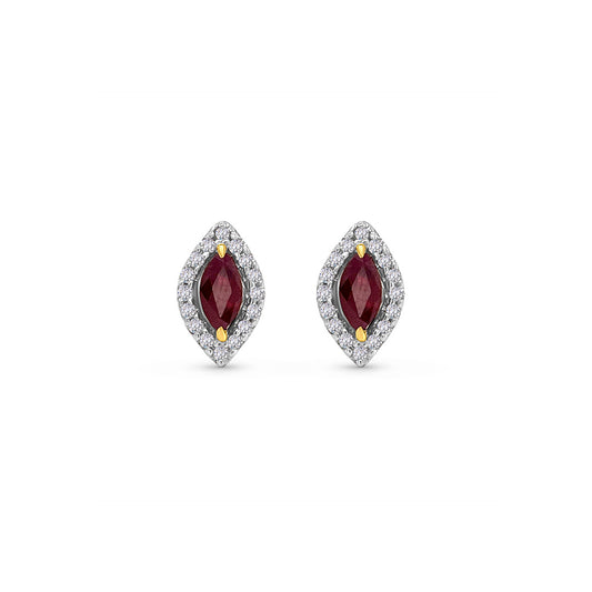 Marquise Ruby and Diamond Stud Earrings Close-Up Elegant Marquise Cut Ruby Earrings Precious Gemstone and Diamond Studs Luxury Marquise Ruby and Diamond Jewelry Exquisite 1.00ct Ruby Stud Earrings Brilliant Red Ruby and Diamond Accents Fine Gemstone and Diamond Combination Marquise Shaped Ruby and Diamond Earrings Captivating Ruby and Diamond Earrings Statement Marquise Earrings with Diamonds