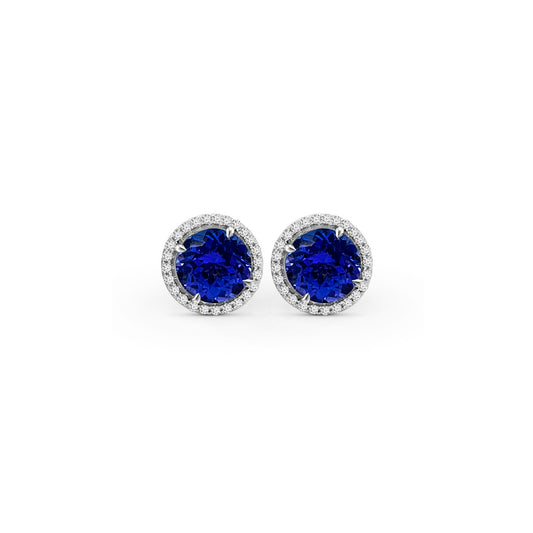  Tanzanite and Diamond Halo Stud Earrings, Elegant Gemstone Jewelry, Sparkling Gemstone Studs, Precious Stone Earrings, Halo Setting with Diamonds, Stunning Tanzanite Accents, Luxurious Studs for Special Occasions, Gemstone and Diamond Combination, Exquisite Halo Design, Timeless Elegance in Stud Earrings