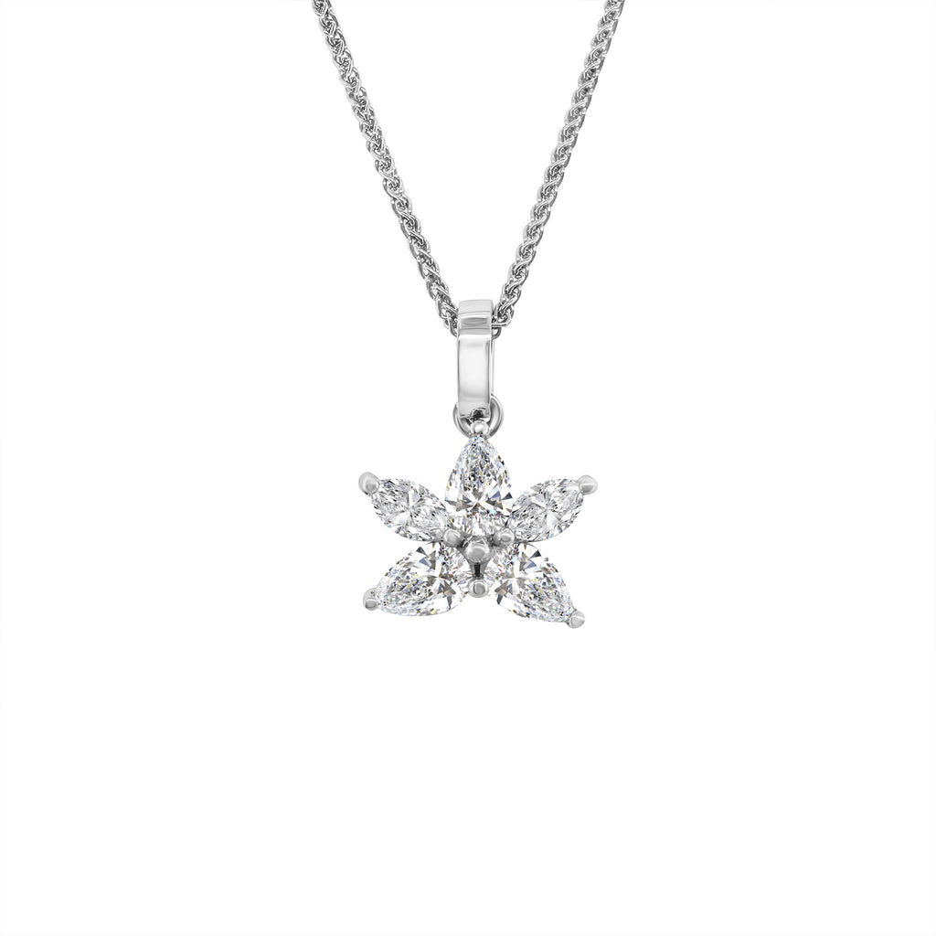 Marquise and pear-shaped illusion diamond pendant, elegant jewelry piece, sparkling gemstones, unique pendant design, luxurious accessory, fine craftsmanship, statement necklace, exquisite diamond pendant, sophisticated jewelry, timeless beauty