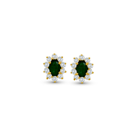  Oval Emerald Diamond Halo Stud Earrings, Oval Emerald Earrings, Diamond Halo Earrings, Stud Earrings, Emerald Jewelry, Diamond Jewelry, Halo Earrings, Oval Earrings, Elegant Earrings, Precious Stone Earrings.