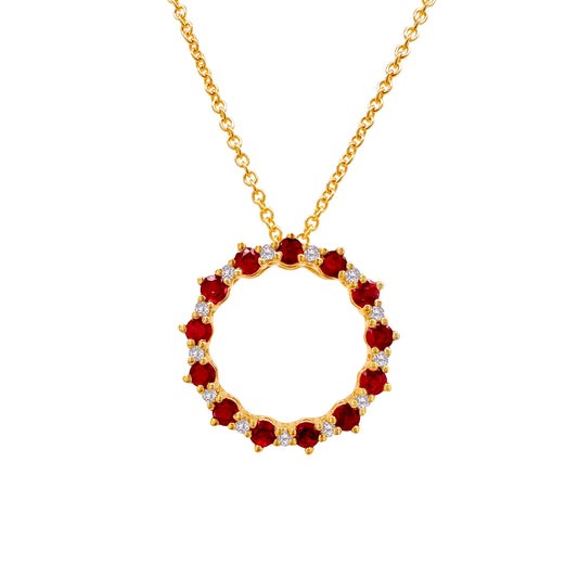  Circle of Life Ruby & Diamond Pendant: elegant, luxurious, timeless, jewelry, accessory, gift, for her, special occasion, celebration, stunning, sparkling, vibrant.