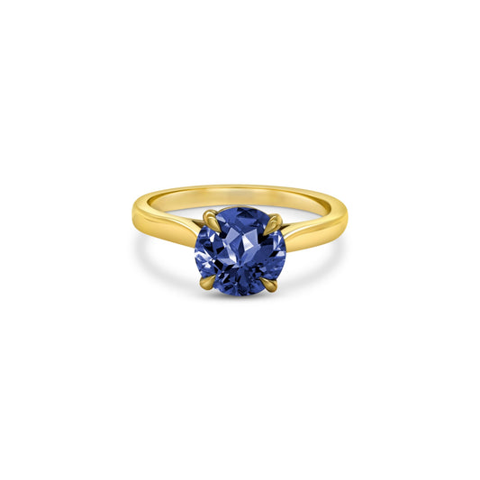 Round solitaire tanzanite ring, Blue gemstone jewelry, Single stone tanzanite ring, Tanzanite engagement ring, Gemstone solitaire ring, Tanzanite round cut ring.