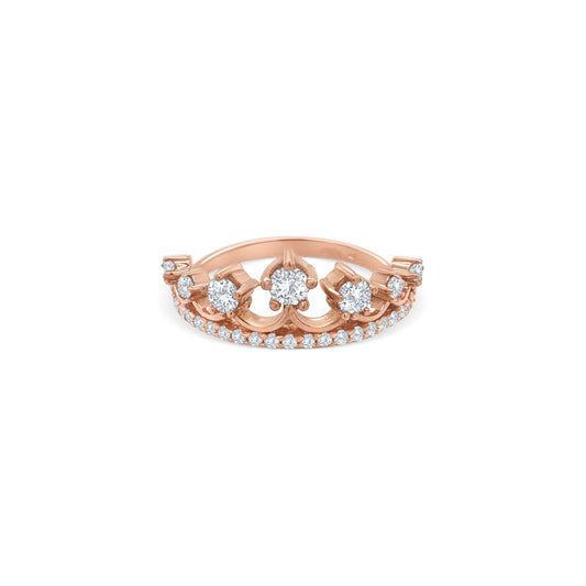 A stunning, crown-shaped, round brilliant diamond ring, gleaming with elegance, sophistication, and timeless beauty, perfect for engagements, weddings, or any special occasion.