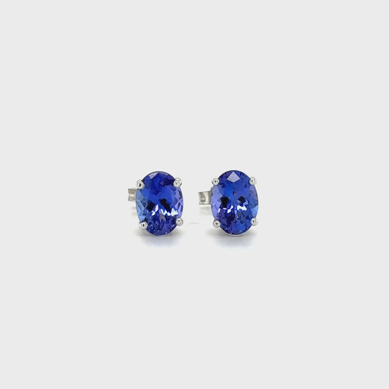  Oval Tanzanite Stud Earrings, Tanzanite Earrings, Oval Studs, Gemstone Earrings, Blue Tanzanite, Precious Stones, Jewelry Accessories, Elegant Earrings, Women's Fashion, Stylish Studs