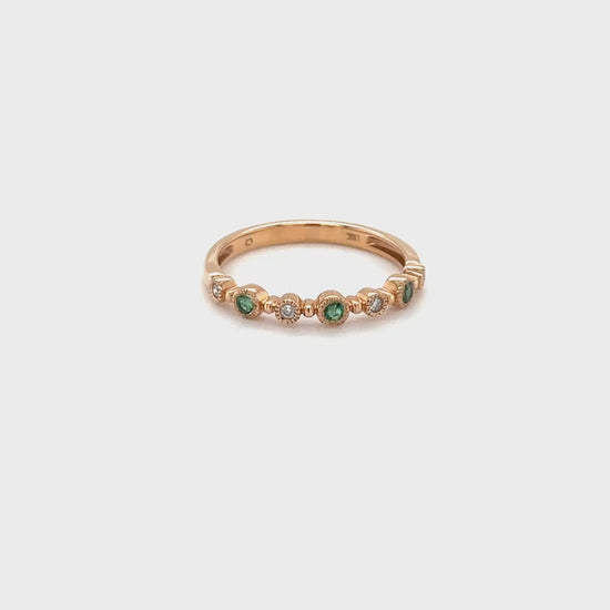 "Emerald & Diamond Half Eternity Ring, emerald ring, diamond ring, half eternity ring, jewelry, precious stones, gemstone ring, luxury ring, fine jewelry, fashion accessories, statement piece, anniversary gift, special occasion jewelry, elegant ring, timeless design"