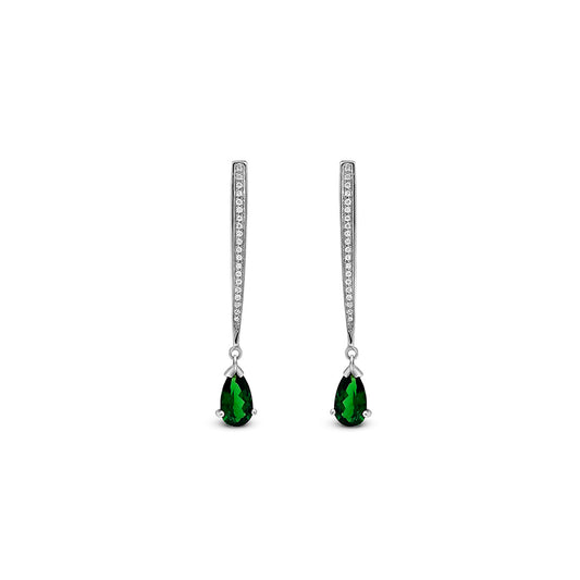 Tsavorite and Diamond Drop Earrings: Exquisite green tsavorite gemstones gracefully dangle alongside brilliant diamonds, creating a captivating and luxurious pair of drop earrings that effortlessly blend vibrant color with timeless elegance.
