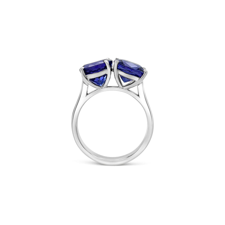 Toi Et Moi Tanzanite Ring with Round and Cushion Shaped Gemstones Elegant Tanzanite Ring with Unique Round and Cushion Cuts Exquisite Design of Round and Cushion Shaped Tanzanite Ring Meticulously Crafted Toi Et Moi Tanzanite Ring Captivating Beauty of Round and Cushion Shaped Tanzanite Ring Timelessly Elegant Tanzanite Ring with Cushion and Round Cuts