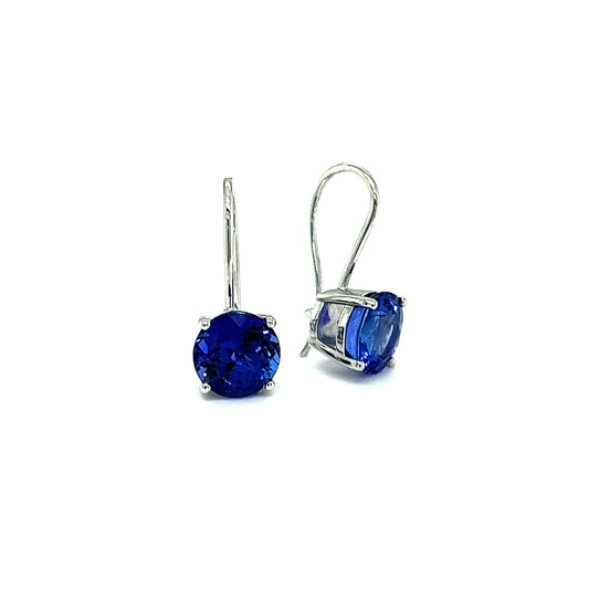 Exquisite Tanzanite Solitaire Dangle Earrings, Round Tanzanite Gemstone Earrings, Elegant Tanzanite Drop Earrings, Sparkling Tanzanite Jewelry, Sterling Silver Tanzanite Earrings, Fine Gemstone Dangle Earrings, Luxurious Tanzanite Accessories, Statement Tanzanite Ear Ornaments, Handcrafted Tanzanite Elegance, Beautiful Round Tanzanite Drops.