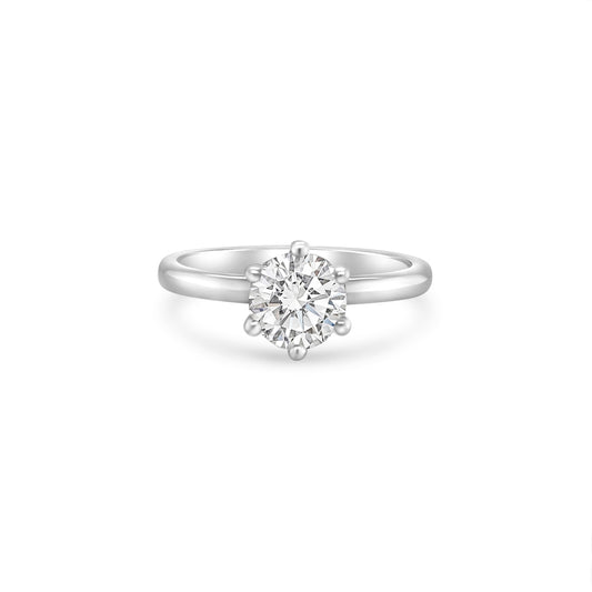 Main Image: "1.00ct Solitaire Diamond Ring in Platinum" Side View: "Platinum Diamond Ring with Open Liners" Diamond Detail: "Brilliant-Cut Diamond on Solitaire Ring" Platinum Setting: "Luxurious Platinum Setting for Diamond Ring" Customizable Liners: "Options for Open Liners on Diamond Ring"