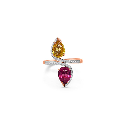 Toi Et Moi Tourmaline, Sapphire & Diamond Ring