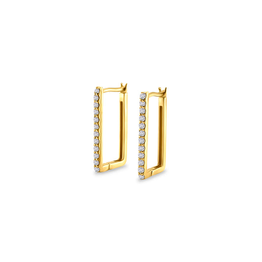 Rectangular diamond hoop earrings, elegant jewelry, sparkling diamond accessories, modern hoop earrings, luxury jewelry, glamorous diamond hoops, chic rectangular earrings, sophisticated diamond hoops, stylish geometric jewelry, refined rectangular diamond accents