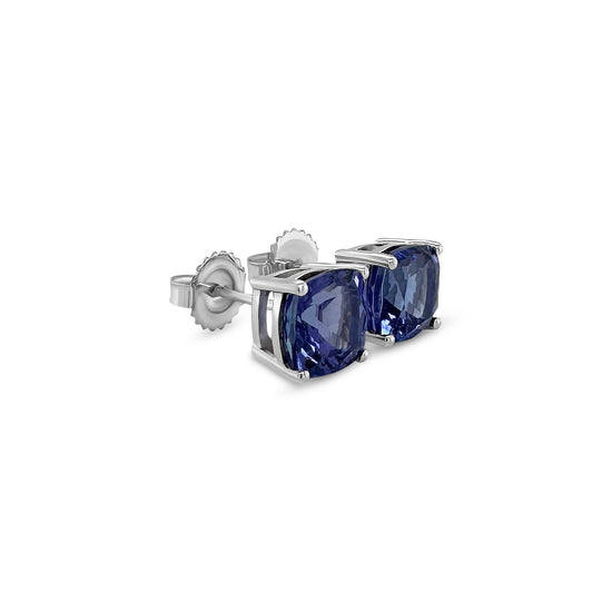 Cushion, Tanzanite, Stud, Earrings, Jewelry, Gemstone, Sterling Silver, Fashion, Accessories, Elegant, Sparkling, Purple, Luxurious, Fine Jewelry, Glamorous