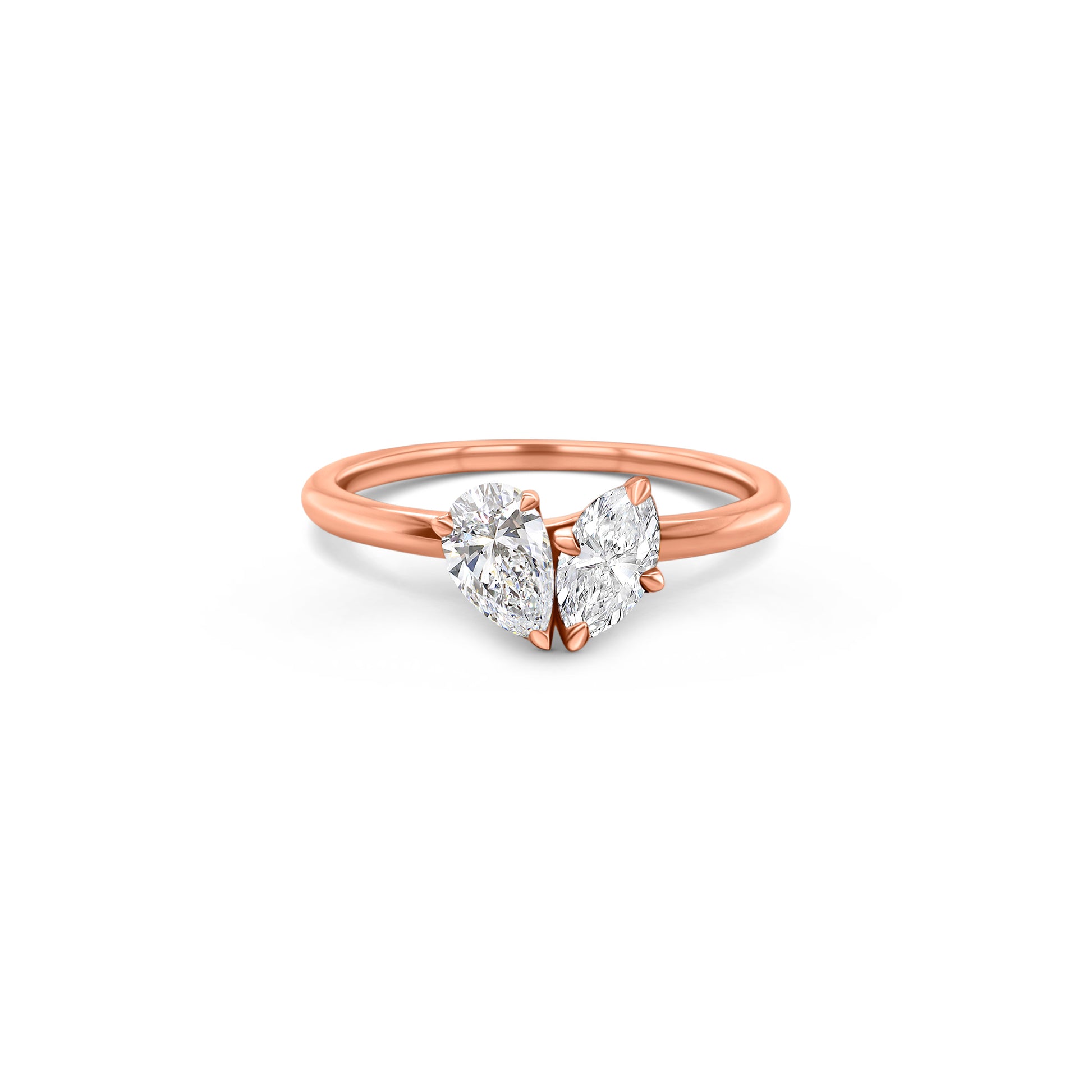 "Two stone diamond ring, pear cut diamond, marquise cut diamond, dual stone ring, engagement ring, wedding ring, white gold ring, fine jewelry, diamond anniversary ring, elegant ring design, sophisticated diamond ring, timeless diamond jewelry, statement ring, diamond ring for her."