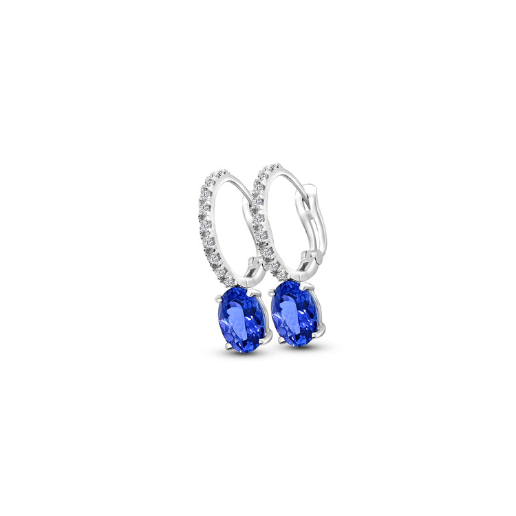 Oval Tanzanite & Diamond Drop Earrings