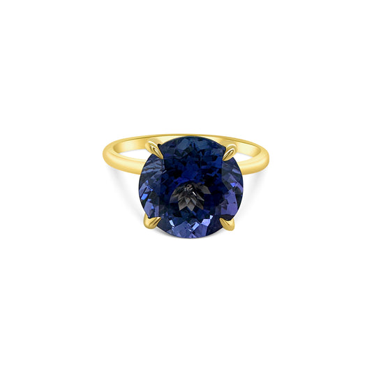  Round Tanzanite & Diamond Solitaire Ring, Tanzanite engagement ring, Diamond solitaire ring, Gemstone ring, Blue gemstone ring, Fine jewelry, Round cut tanzanite, Solitaire setting, White gold ring, Sparkling diamonds, Luxury ring