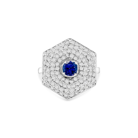 Round Tanzanite, Diamond Halo Ring, Gemstone Ring, Halo Engagement Ring, Blue Gemstone Ring, Tanzanite Jewelry, Diamond Accent Ring, Round Cut Tanzanite, Halo Setting Ring, Fine Jewelry