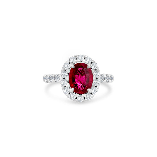 Oval Ruby Halo Ring," "Ruby and Diamond Halo Ring," "Oval Ruby Engagement Ring," "Halo Setting Ruby Ring," "Ruby Center Stone Ring," "Diamond Accented Ruby Ring," "Gemstone Halo Ring," "Elegant Ruby and Diamond Ring," "Oval Cut Ruby Engagement Ring," "Luxurious Ruby Halo Jewelry