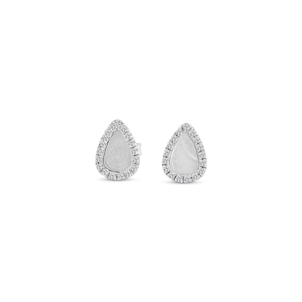 Tear Drop Halo Diamond Stud Earrings, elegant jewelry, shimmering accessories, sparkling tear drop design, radiant halo setting, brilliant diamonds, timeless sophistication, exquisite craftsmanship, luxurious adornments, refined style, versatile elegance.