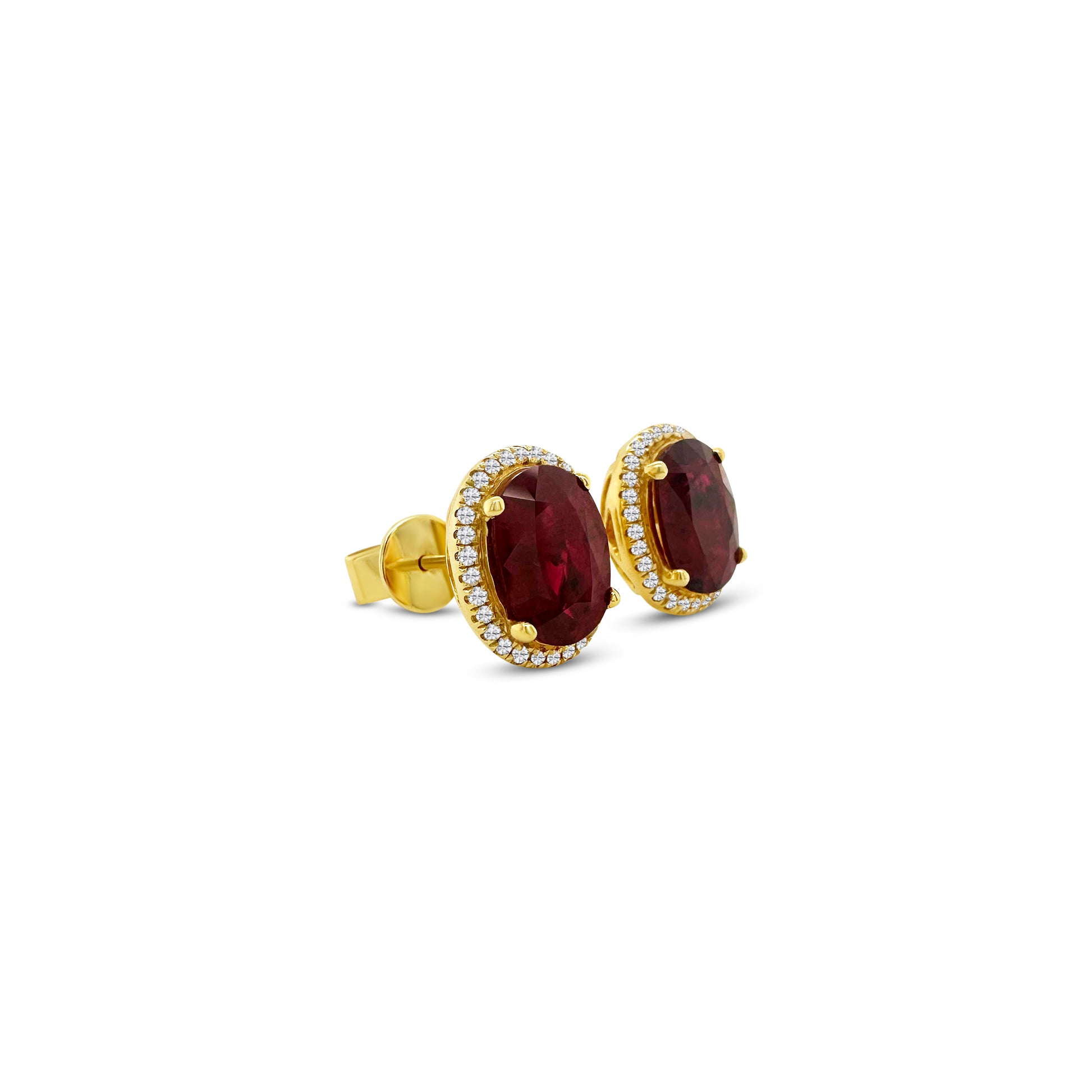 "Oval Ruby & Diamond Halo Stud Earrings": "Oval Ruby Earrings," "Diamond Halo Studs," "Ruby and Diamond Jewelry," "Gemstone Stud Earrings," "Fine Jewelry Accessories," "Luxury Earring Collection," "Red Gemstone Studs," "Sparkling Diamond Accents," "Elegant Gemstone Jewelry," "Statement Earrings."