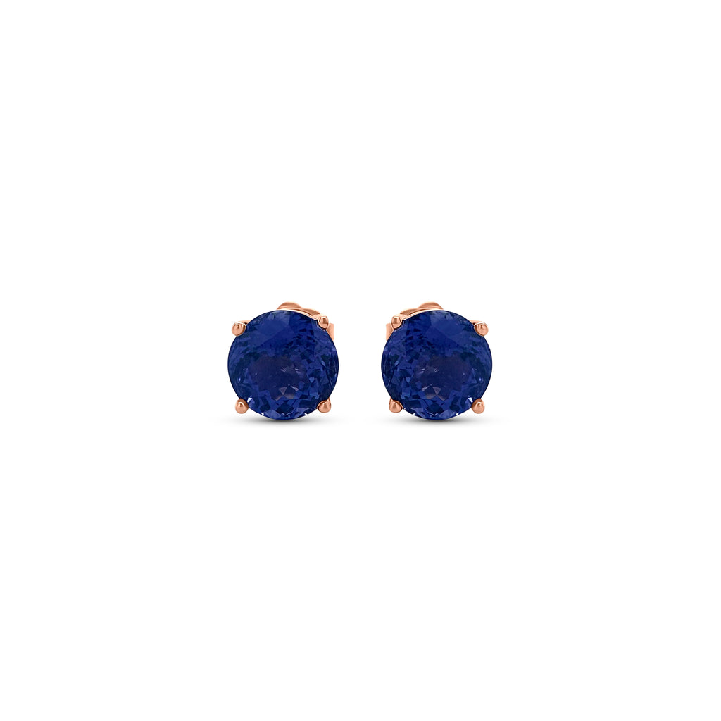 "Round Tanzanite Stud Earrings," "Tanzanite Studs," "Tanzanite Jewelry," "Gemstone Earrings," "Elegant Tanzanite Studs," "Classic Tanzanite Jewelry," "Round Gemstone Earrings," "Tanzanite Accessories," "Stylish Stud Earrings," "Blue Gemstone Studs."