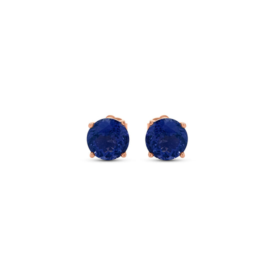 "Round Tanzanite Stud Earrings," "Tanzanite Studs," "Tanzanite Jewelry," "Gemstone Earrings," "Elegant Tanzanite Studs," "Classic Tanzanite Jewelry," "Round Gemstone Earrings," "Tanzanite Accessories," "Stylish Stud Earrings," "Blue Gemstone Studs."