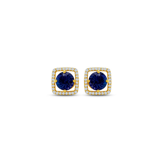 Round Tanzanite & Diamond Halo Stud Earrings" Tanzanite Detail: "Vibrant Round Tanzanite Gemstone" Diamond Halo: "Halo of Diamonds Surrounding Tanzanite" Earring Set: "Elegant Set of Tanzanite & Diamond Stud Earrings" Liner Options: "Earrings with Different Open Liners for Customization" Radiant Beauty: "Sparkling Tanzanite & Diamond Halo Stud Earrings"