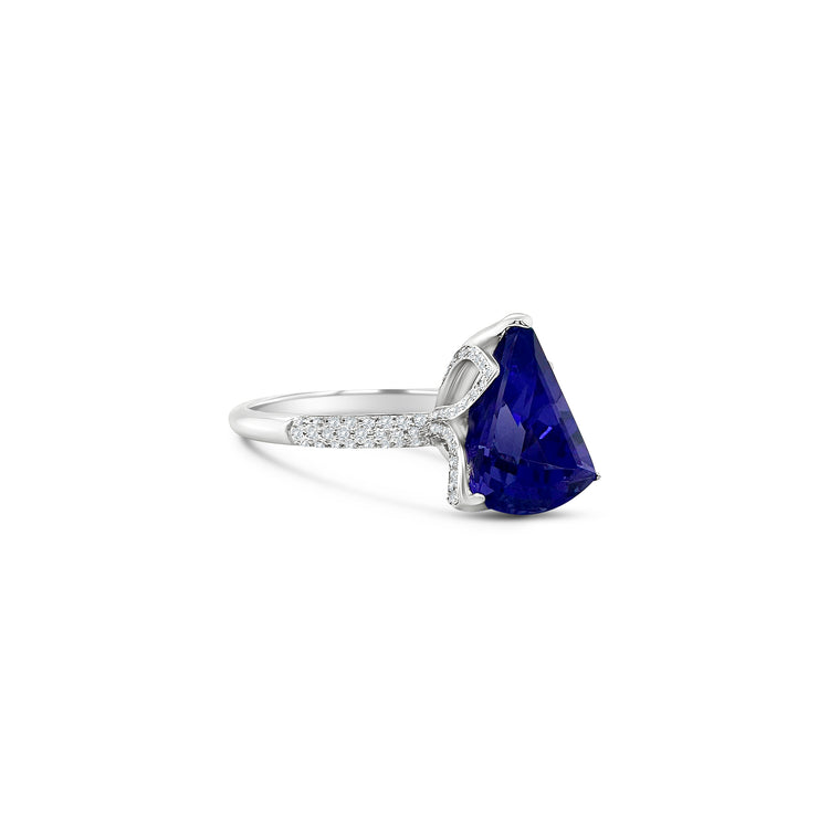 "Trillion Tanzanite & Diamond Ring, Tanzanite and Diamond Ring, Trillion Cut Tanzanite Ring, Diamond and Tanzanite Jewelry, Tanzanite Engagement Ring, Trillion Gemstone Ring, Luxury Tanzanite Ring, Diamond Accented Tanzanite Ring, Fine Tanzanite Jewelry, Elegant Tanzanite Diamond Ring, Trillion Tanzanite Gemstone, Exquisite Tanzanite Ring with Diamonds"