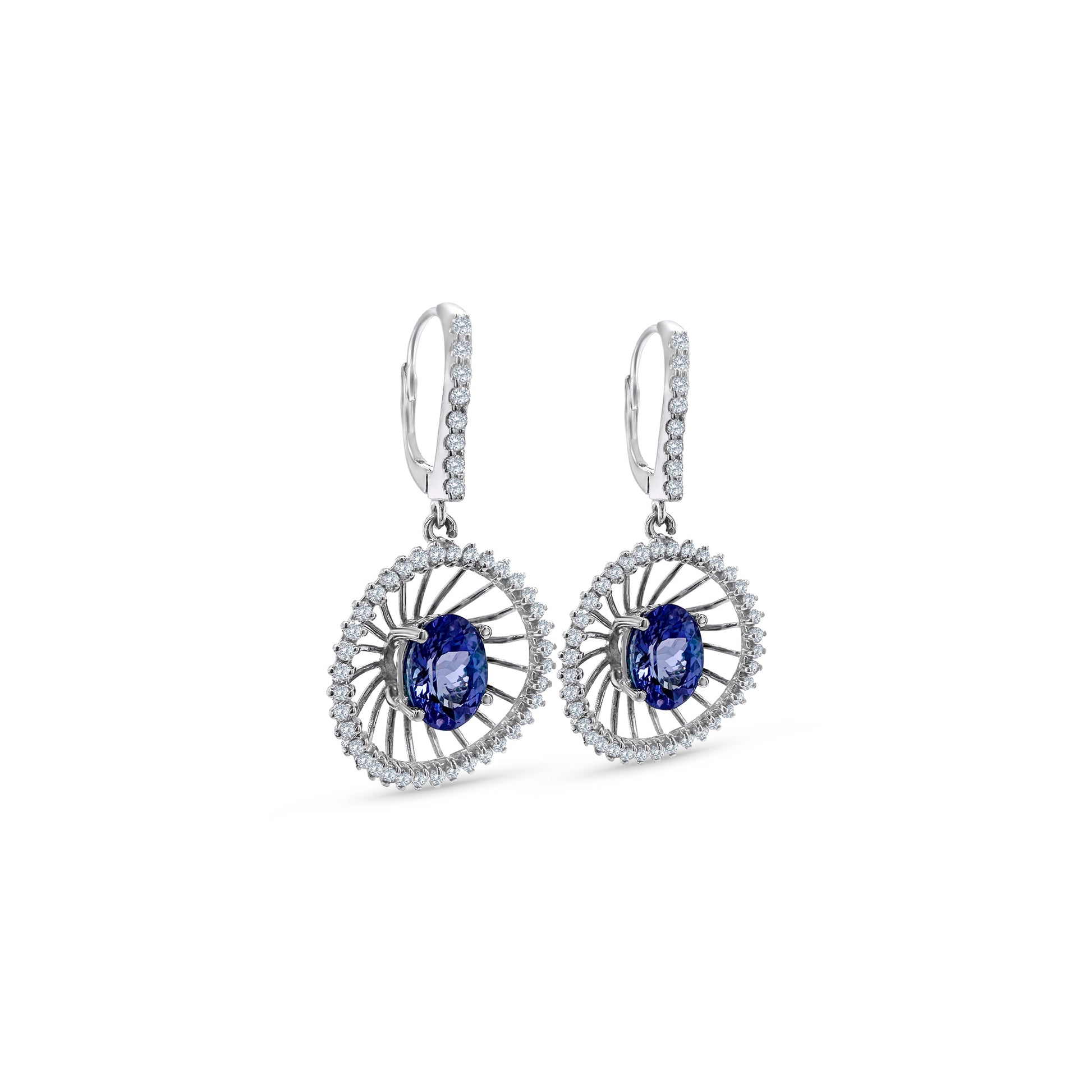 Oval Tanzanite and Diamond Drop Earrings, Oval Tanzanite Earrings, Diamond Drop Earrings, Tanzanite and Diamond Jewelry, Elegant Tanzanite Earrings, Luxurious Drop Earrings, Gemstone Earrings with Diamonds, Fine Jewelry Tanzanite, Oval Cut Tanzanite Earrings, Sparkling Diamond and Tanzanite Earrings.