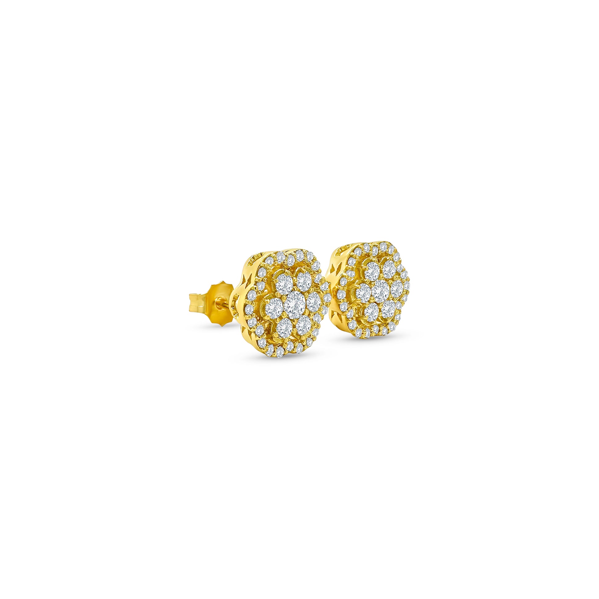 "Round Brilliant Diamond Flower Stud Earrings," "Diamond Flower Earrings," "Diamond Stud Earrings," "Fine Jewelry," "Luxury Earrings," "Fashion Earrings," "Sparkling Diamond Studs," "Statement Earrings," "Elegant Jewelry," "Special Occasion Earrings," "Flower Design Earrings," "Timeless Jewelry," "Handcrafted Earrings," "Unique Diamond Earrings," "Classic Diamond Studs."