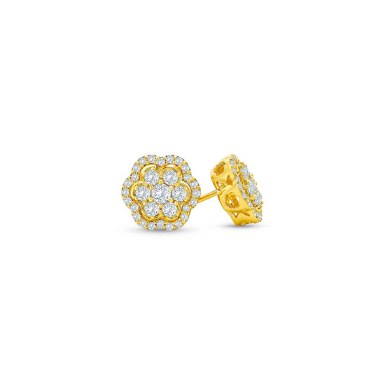 "Round Brilliant Diamond Flower Stud Earrings," "Diamond Flower Earrings," "Diamond Stud Earrings," "Fine Jewelry," "Luxury Earrings," "Fashion Earrings," "Sparkling Diamond Studs," "Statement Earrings," "Elegant Jewelry," "Special Occasion Earrings," "Flower Design Earrings," "Timeless Jewelry," "Handcrafted Earrings," "Unique Diamond Earrings," "Classic Diamond Studs."