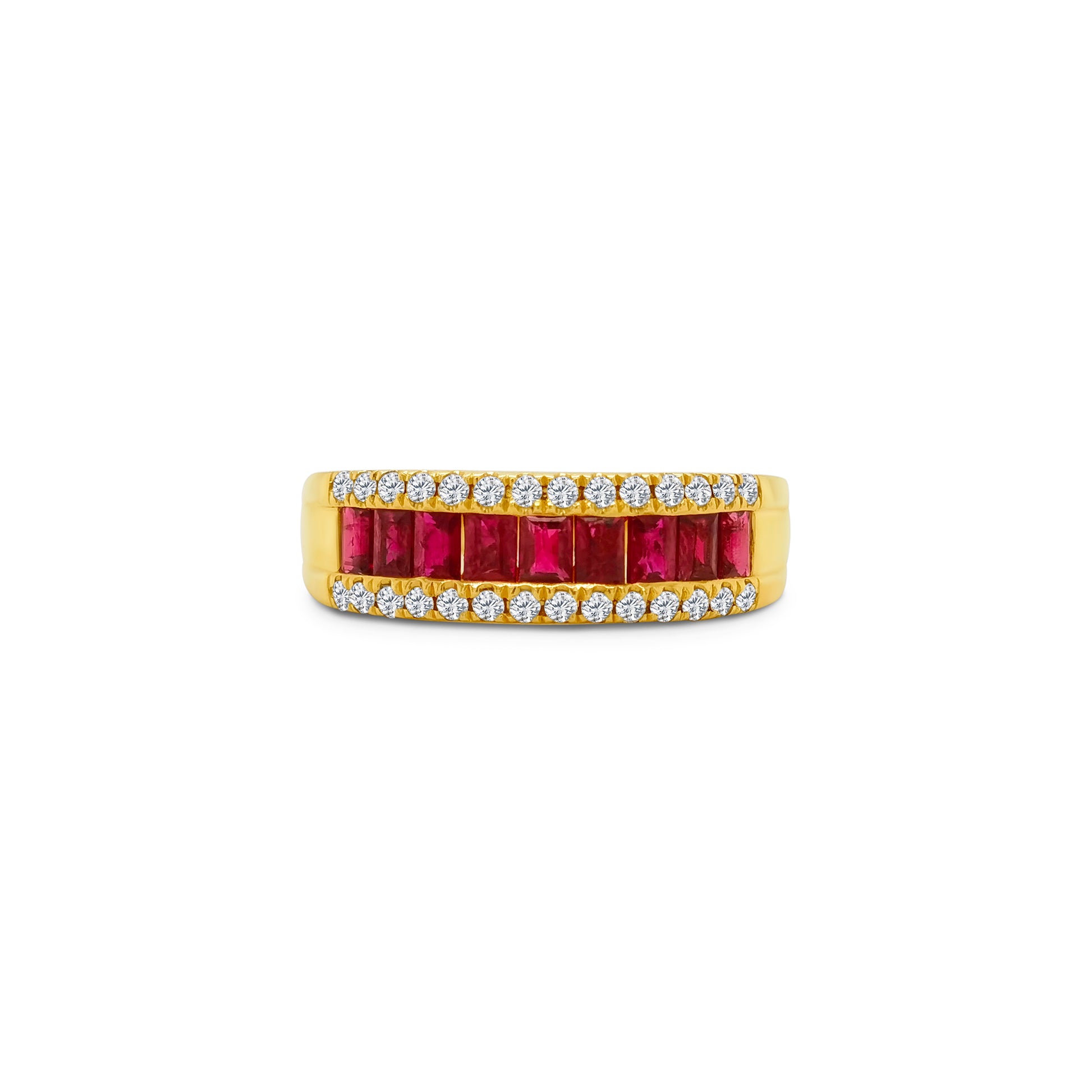 "Ruby & Diamond Half Eternity Ring," "Exquisite Ruby and Diamond Ring," "Luxurious Half Eternity Ring with Rubies and Diamonds," "Elegant Ruby and Diamond Band," "Fine Jewelry Ruby Diamond Eternity Ring," "High-Quality Ruby & Diamond Half Eternity Band," "Statement Ruby and Diamond Ring," "Sparkling Ruby and Diamond Half Eternity Ring," "Beautiful Ruby and Diamond Band," "Fashionable Half Eternity Ring with Rubies."