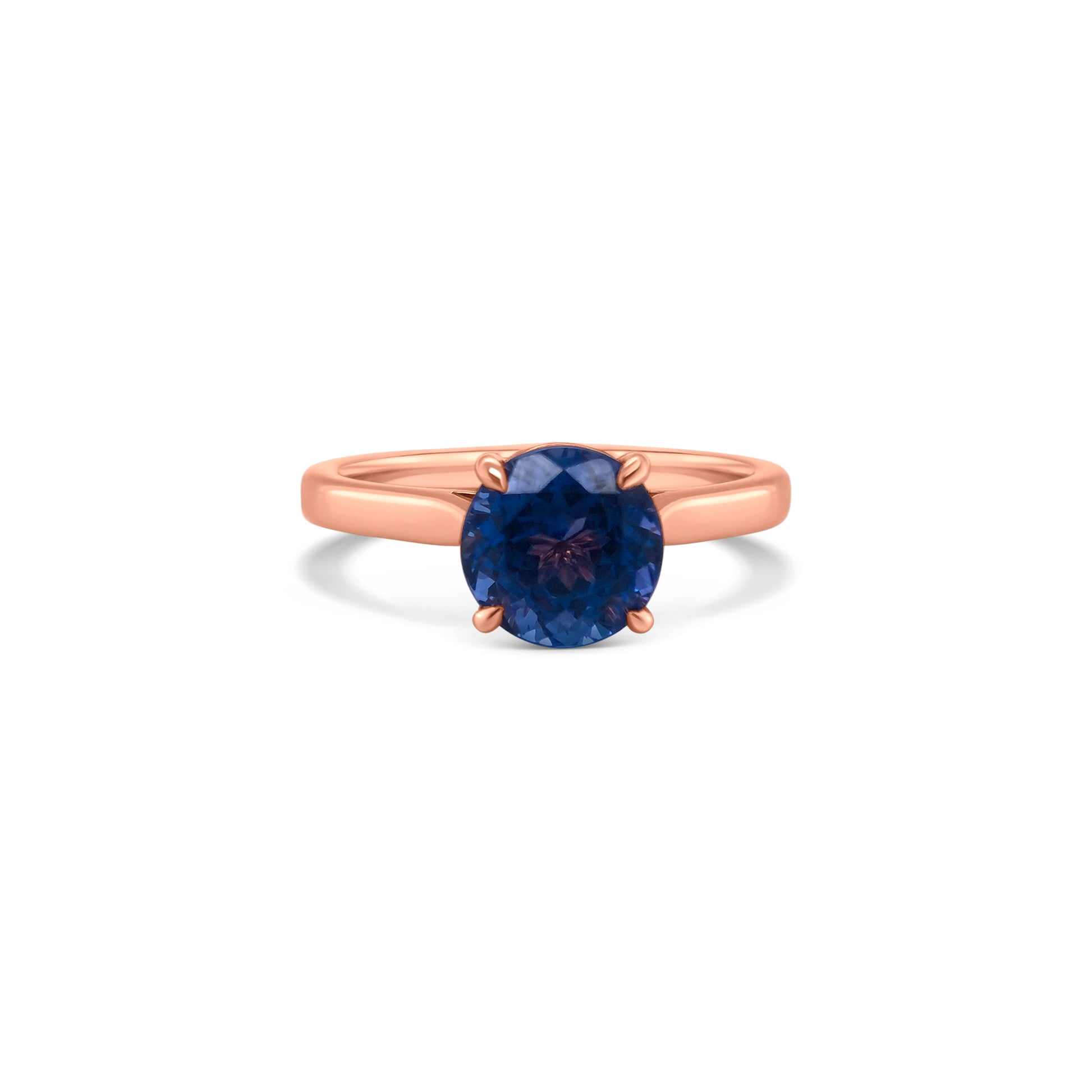 Round Tanzanite Solitaire Ring, Elegant Tanzanite Engagement Band, Stunning Gemstone Ring, Classic Tanzanite Solitaire, Timeless Tanzanite Jewelry, Dazzling Tanzanite Statement Piece