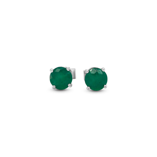 Round emerald stud earrings, green gemstone earrings, classic emerald earrings, round-cut emerald studs, emerald jewelry, elegant emerald studs, green stud earrings, sterling silver emerald studs, emerald earrings for women, round gemstone earrings.