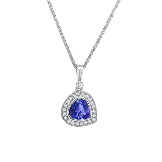 "Pear Shape Tanzanite Pendant, Diamond Halo Pendant, Tanzanite & Diamond Necklace, Pear Shape Gemstone Pendant, Halo Pendant with Tanzanite, Pear Tanzanite Jewelry, Tanzanite Pendant with Diamond Accents"