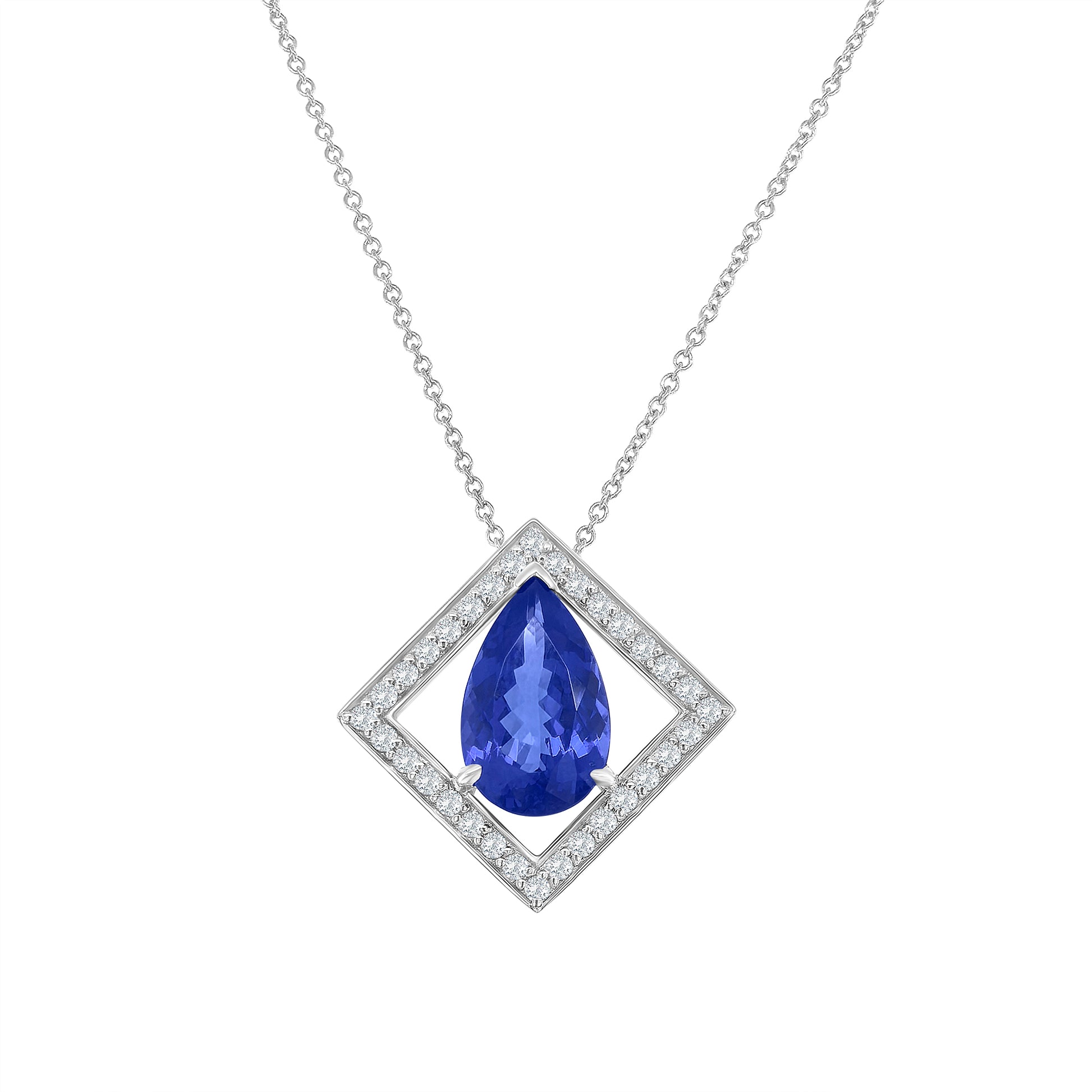 Pear Shape Tanzanite Pendant, Tanzanite & Diamond Pendant, Pear Shape Tanzanite Jewelry, Elegant Tanzanite Necklace, Pear Shaped Gemstone Pendant, Blue Tanzanite Pendant, Diamond and Tanzanite Pendant.