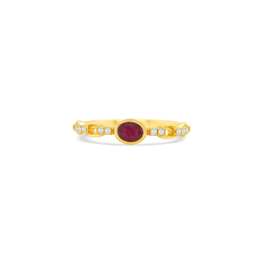 Oval Shaped Ruby & Diamond Ring