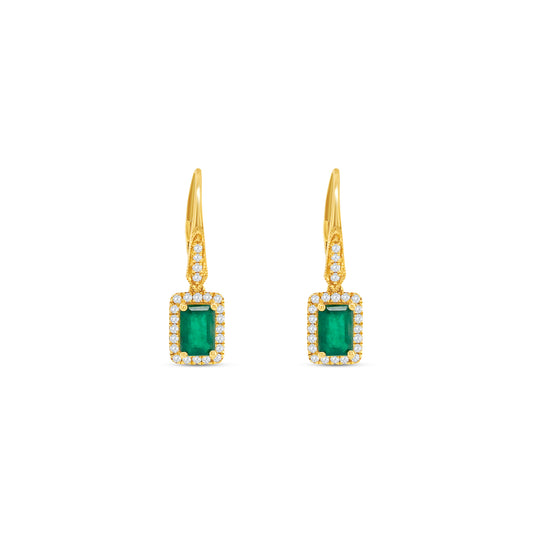 Emerald & Diamond Halo Drop Earrings, Emerald Halo Earrings, Diamond Drop Earrings, Emerald Earrings, Halo Drop Earrings, Fine Jewelry Earrings, Gemstone and Diamond Earrings, Elegant Drop Earrings, Luxury Emerald Earrings, Precious Stone Earrings