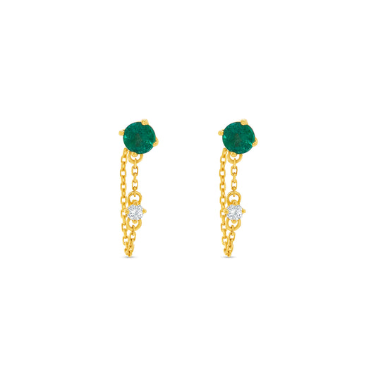 Round Emerald Earrings, Diamond Drop Earrings, Emerald and Diamond Dangle Earrings, Green Gemstone Earrings, Elegant Drop Earrings, Fine Jewelry Earrings, Round Cut Emerald Earrings, Diamond Accented Earrings, Luxury Emerald Earrings, Statement Dangle Earrings