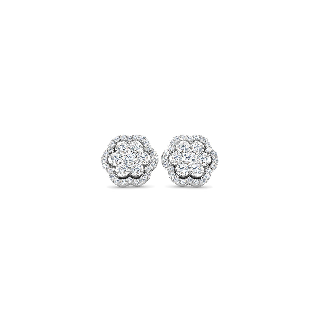 "Round Brilliant Diamond Flower Stud Earrings," "Diamond Flower Earrings," "Diamond Stud Earrings," "Fine Jewelry," "Luxury Earrings," "Fashion Earrings," "Sparkling Diamond Studs," "Statement Earrings," "Elegant Jewelry," "Special Occasion Earrings," "Flower Design Earrings," "Timeless Jewelry," "Handcrafted Earrings," "Unique Diamond Earrings," "Classic Diamond Studs."