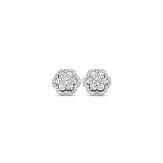 "Round Brilliant Diamond Flower Stud Earrings," "Diamond Flower Earrings," "Diamond Stud Earrings," "Fine Jewelry," "Luxury Earrings," "Fashion Earrings," "Sparkling Diamond Studs," "Statement Earrings," "Elegant Jewelry," "Special Occasion Earrings," "Flower Design Earrings," "Timeless Jewelry," "Handcrafted Earrings," "Unique Diamond Earrings," "Classic Diamond Studs."