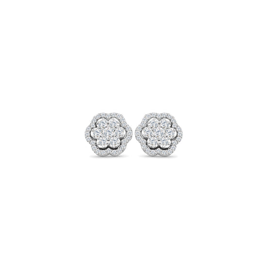 "Round Brilliant Diamond Flower Stud Earrings," "Diamond Flower Earrings," "Diamond Stud Earrings," "Fine Jewelry," "Luxury Earrings," "Fashion Earrings," "Sparkling Diamond Studs," "Statement Earrings," "Elegant Jewelry," "Special Occasion Earrings," "Flower Design Earrings," "Timeless Jewelry," "Handcrafted Earrings," "Unique Diamond Earrings," "Classic Diamond Studs."