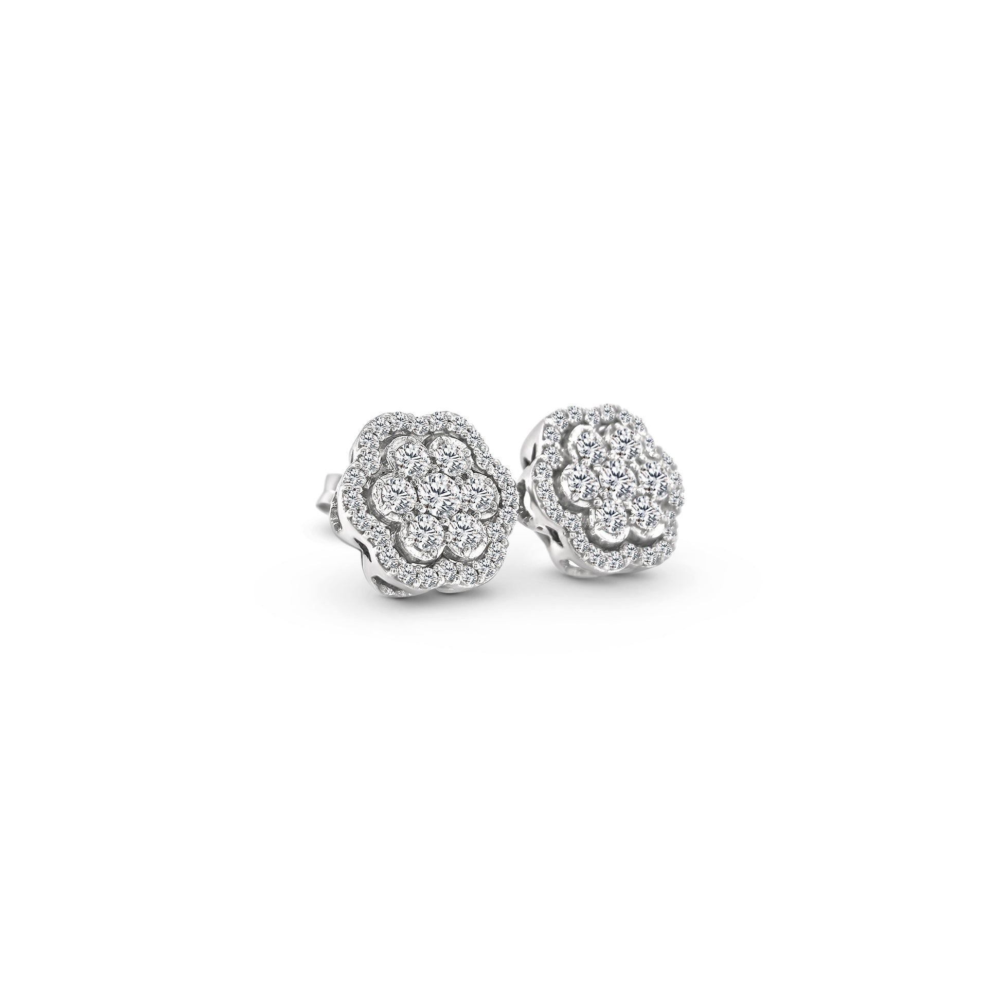 "Round Brilliant Diamond Flower Stud Earrings," "Diamond Flower Earrings," "Diamond Stud Earrings," "Fine Jewelry," "Luxury Earrings," "Fashion Earrings," "Sparkling Diamond Studs," "Statement Earrings," "Elegant Jewelry," "Special Occasion Earrings," "Flower Design Earrings," "Timeless Jewelry," "Handcrafted Earrings," "Unique Diamond Earrings," "Classic Diamond Studs."