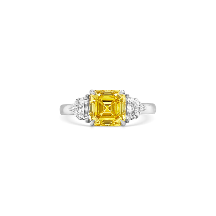 Square Emerald & Cadillac Trilogy Diamond Ring