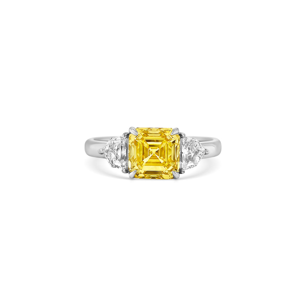 Square Emerald & Cadillac Trilogy Diamond Ring