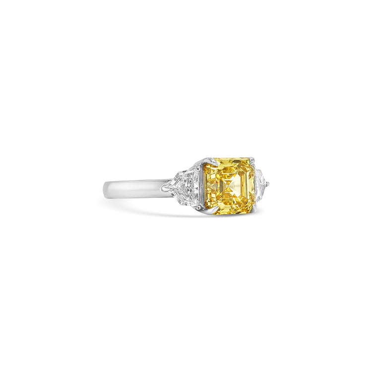 Square Emerald & Cadillac Trilogy Diamond Ring