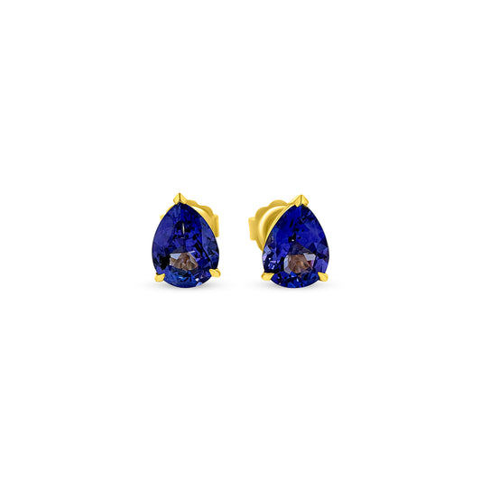 "Pear-shaped tanzanite earrings, Tanzanite stud earrings, Pear earrings, Tanzanite jewelry, Stud earrings, Gemstone earrings, Blue gemstone earrings, Elegant earrings, Classic earrings, Fine jewelry"