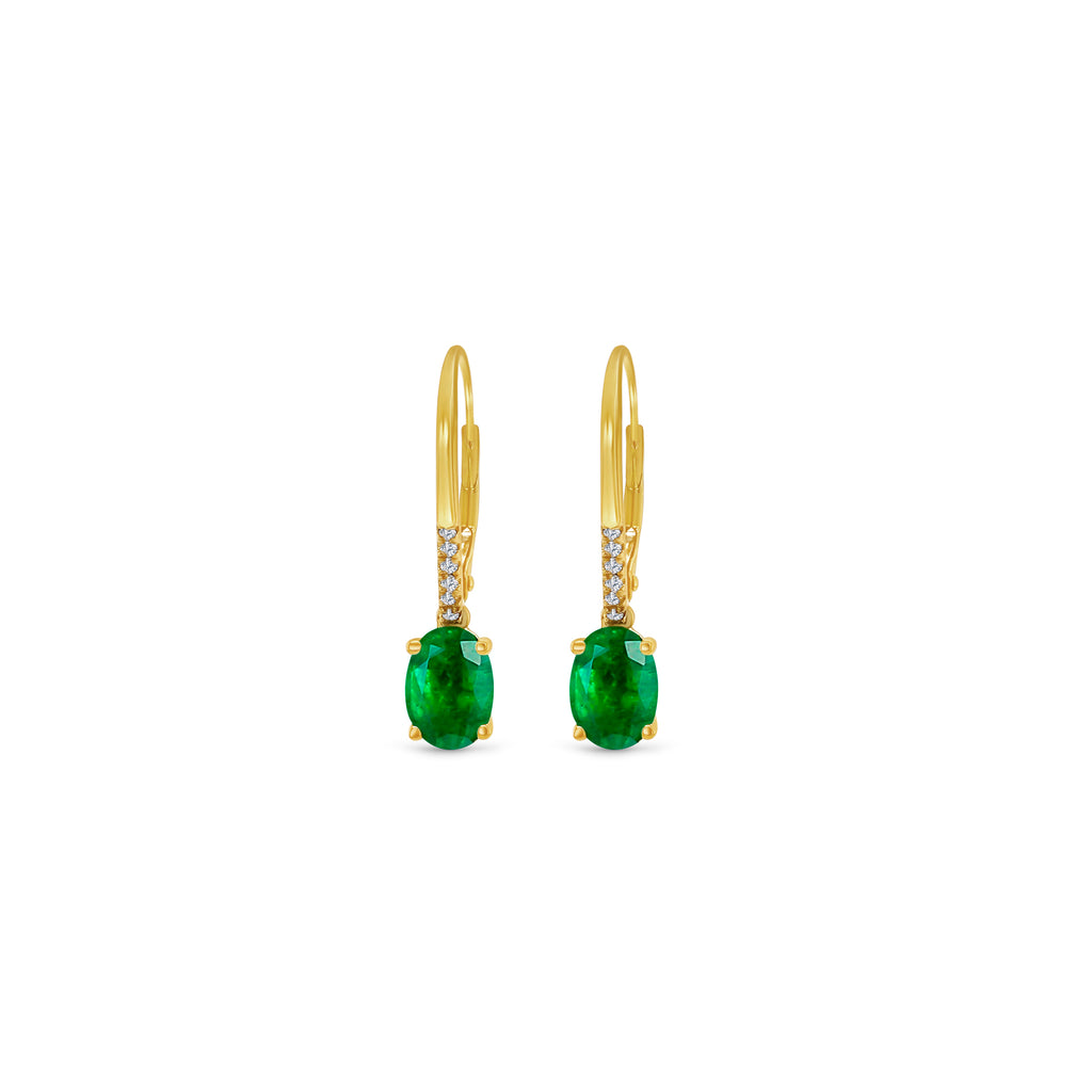 Oval emerald drop earrings, diamond-accented jewelry, elegant gemstone earrings, statement accessory, luxurious emerald jewelry, sparkling diamond earrings, exquisite gemstone drops, fine jewelry pieces, glamorous emerald and diamond combination, sophisticated earrings.
