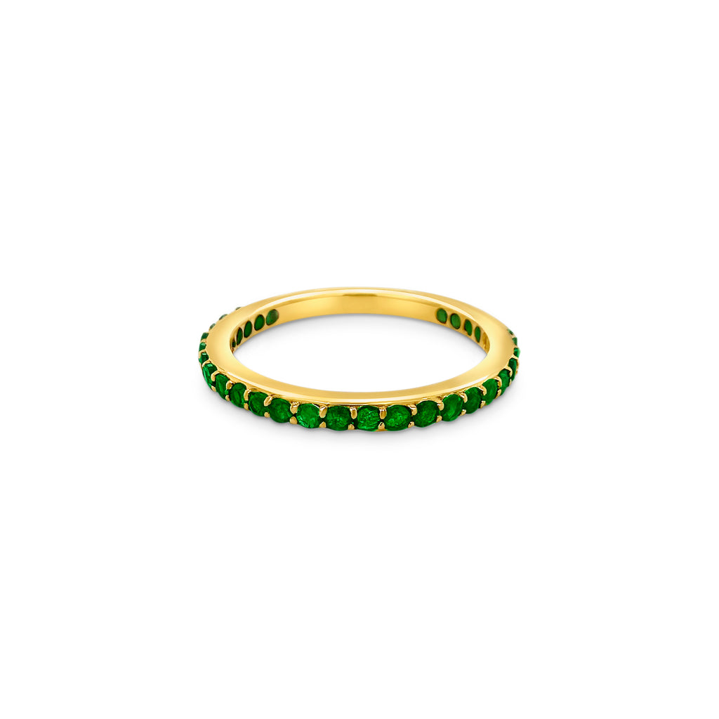 "Round Emerald Eternity Ring, Stunning Green Gemstone Ring, Sparkling Eternity Band, Elegant Jewelry, Luxurious Accessories, Precious Emerald Stones, Timeless Fashion Piece, Exquisite Gemstone Ring, Dazzling Eternity Design, Fashionable Statement Piece"