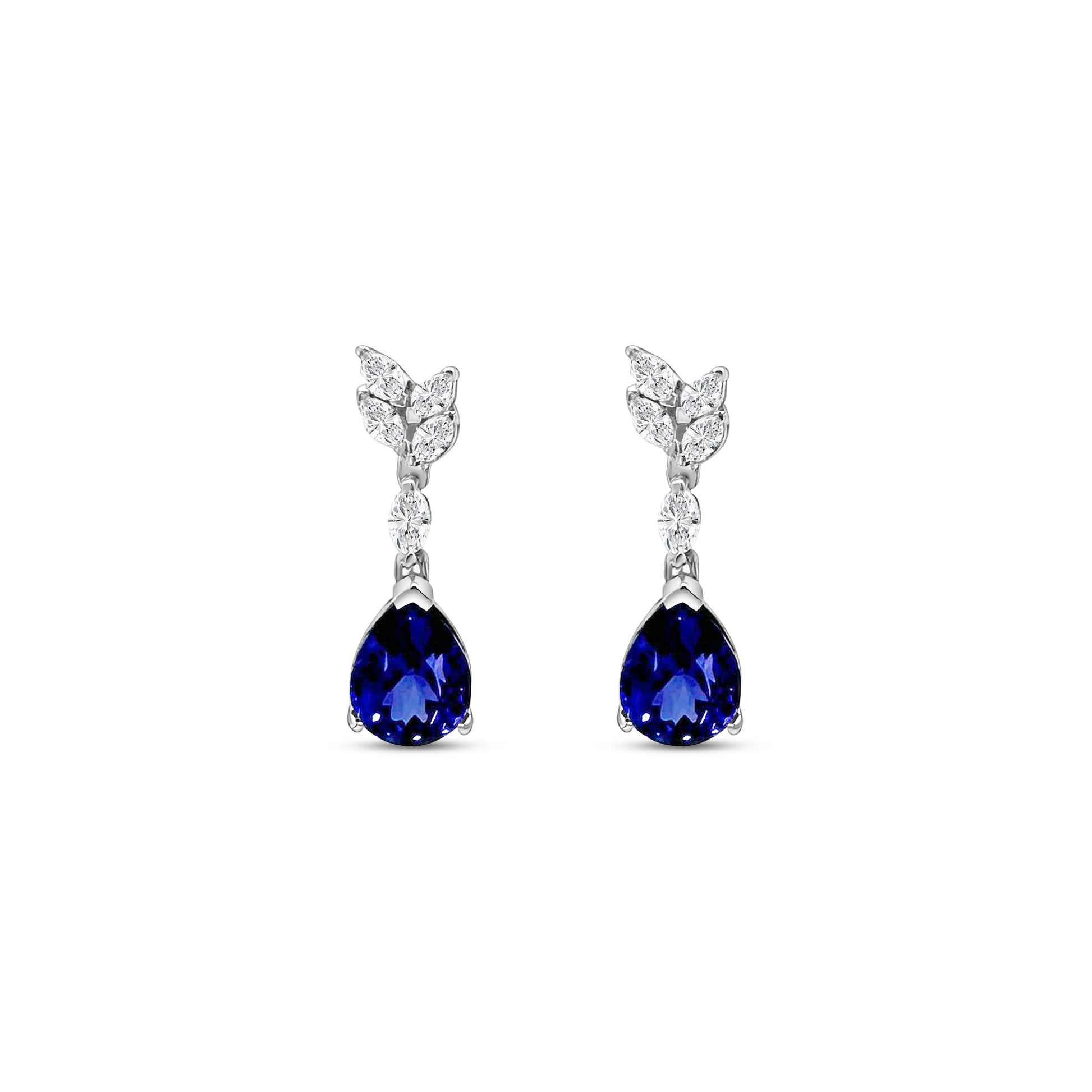 Pear Shape Tanzanite & Diamond Drop Earrings, Tanzanite Drop Earrings, Diamond and Tanzanite Earrings, Pear Shaped Tanzanite Jewelry, Tanzanite and Diamond Dangle Earrings, Elegant Tanzanite Earrings, Pear Tanzanite Gemstone Earrings, Tanzanite and Diamond Fine Jewelry, Luxury Drop Earrings.