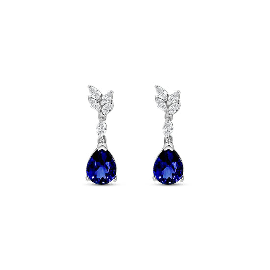 Pear Shape Tanzanite & Diamond Drop Earrings, Tanzanite Drop Earrings, Diamond and Tanzanite Earrings, Pear Shaped Tanzanite Jewelry, Tanzanite and Diamond Dangle Earrings, Elegant Tanzanite Earrings, Pear Tanzanite Gemstone Earrings, Tanzanite and Diamond Fine Jewelry, Luxury Drop Earrings.